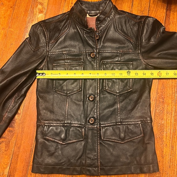 Sanctuary Distressed Leather Jacket Military Brown - Picture 9 of 9